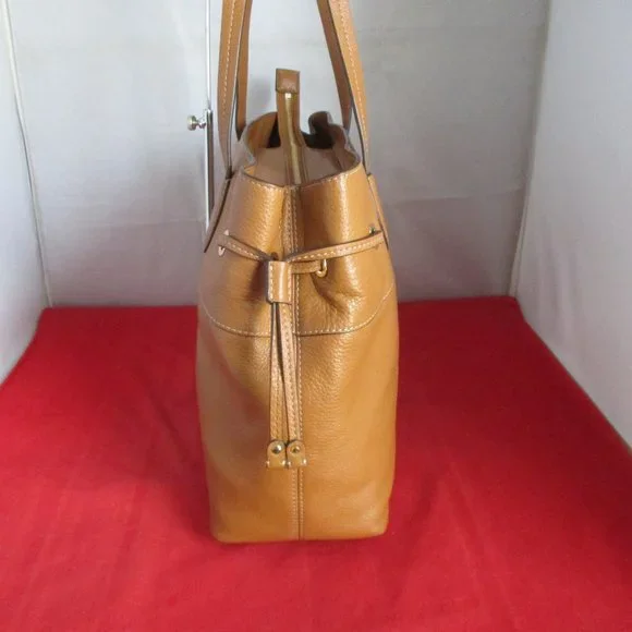 Michael Kors Mae Large East West Leather Drawstring Tote $298 Acorn #054